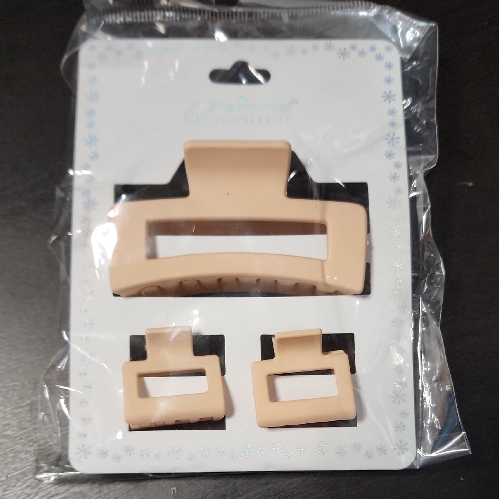 Beige Hair Claw Clip Set
